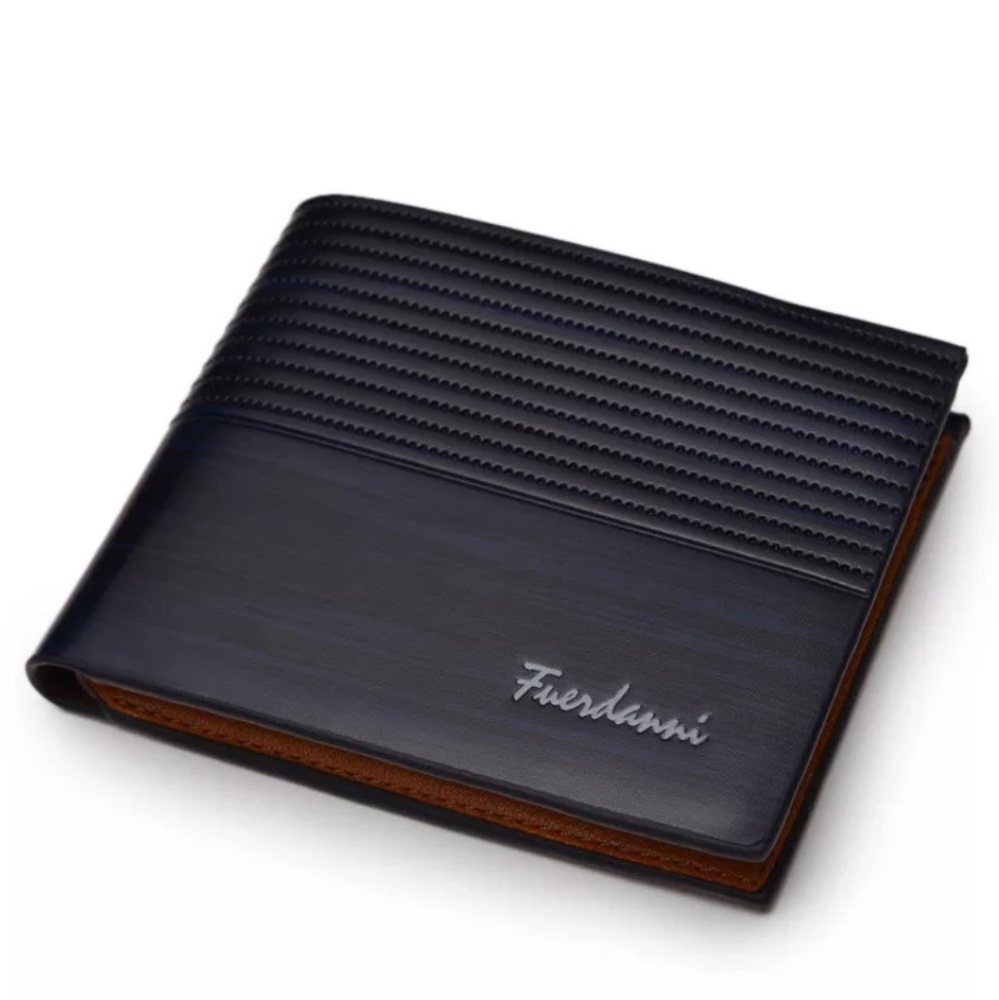 Mens wallet Navy Blue Gift vegan leather Bi-fold - Picture 6 of 6